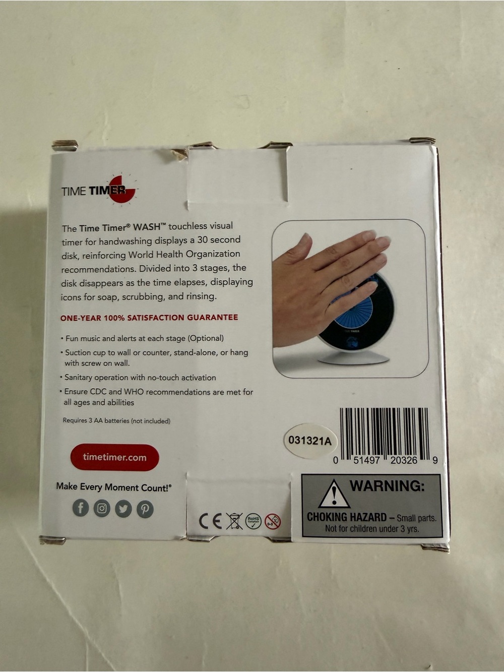 Time Timer WASH Touchless Visual Handwash Timer — Black with Blue Dial - Picture 2 of 3
